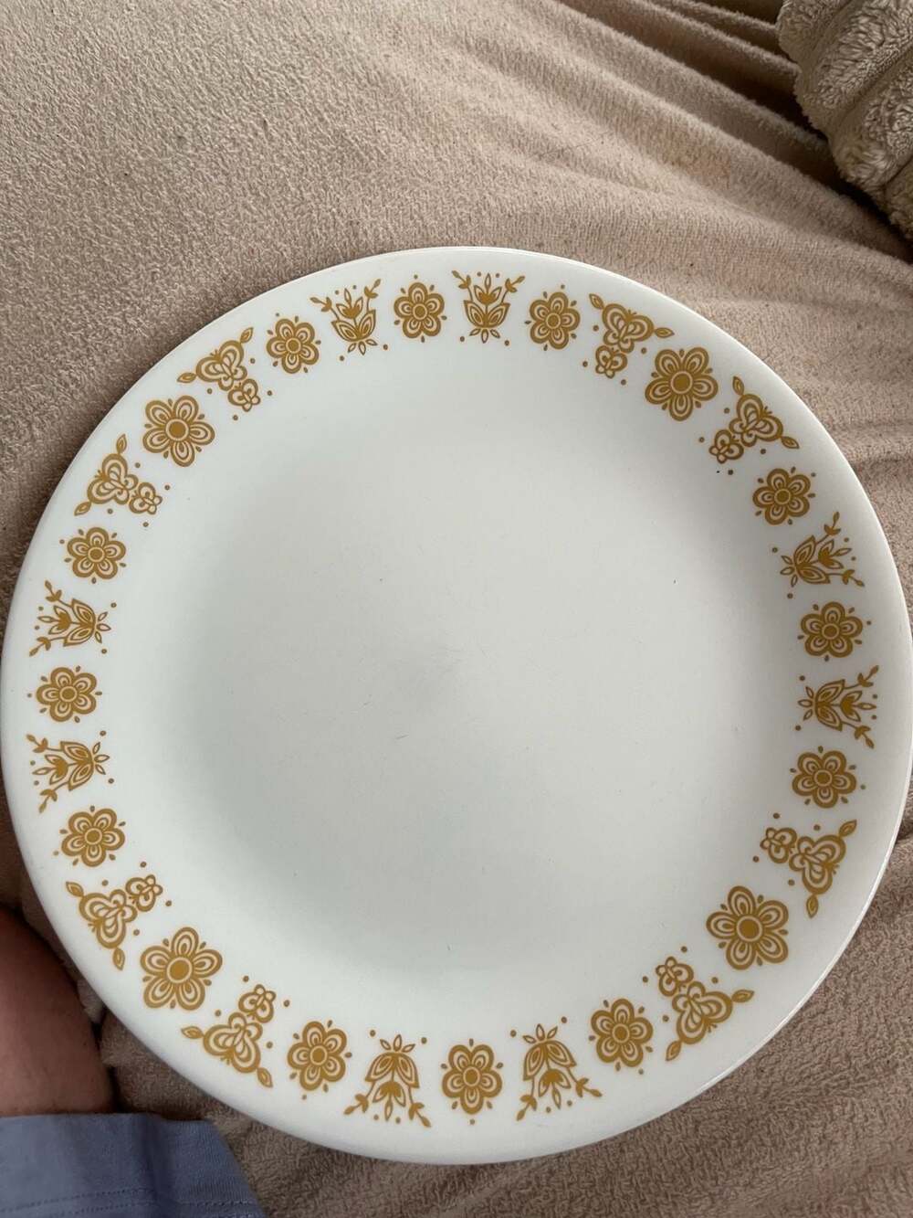 Vtg Set of 6 Corelle Corning Dinner Plates Gold Flower Butterfly Pattern 10" VG